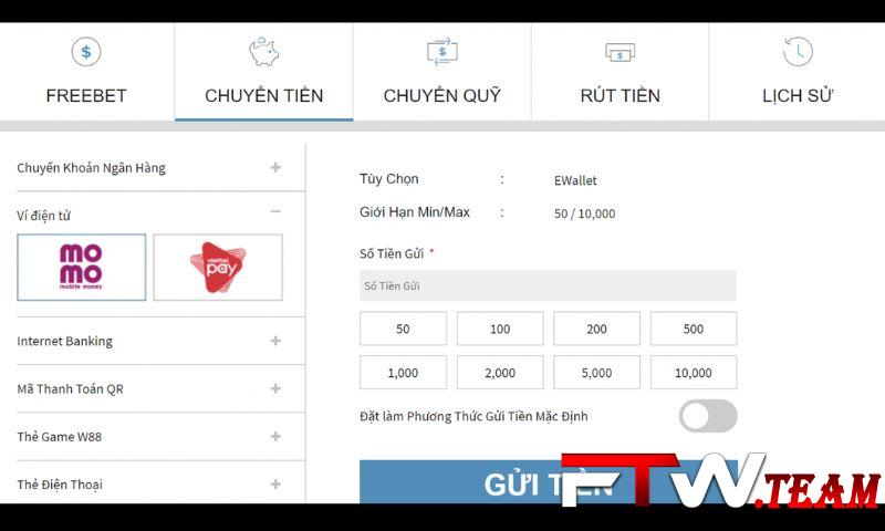 Chi tiết các bước nạp tiền 4twbet qua ví điện tử